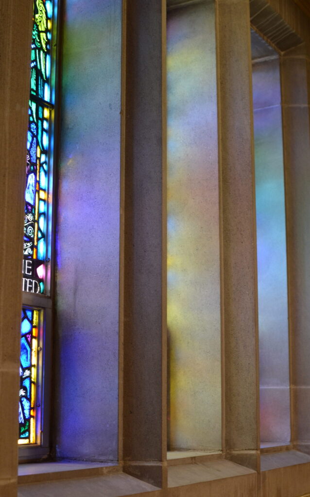 Light coming through stained glass window